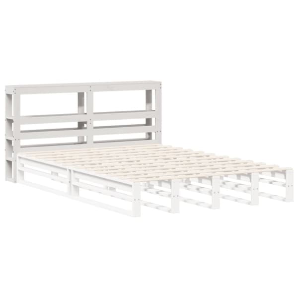 vidaXL Hodegavl med hyller hvit 140 cm heltre furu