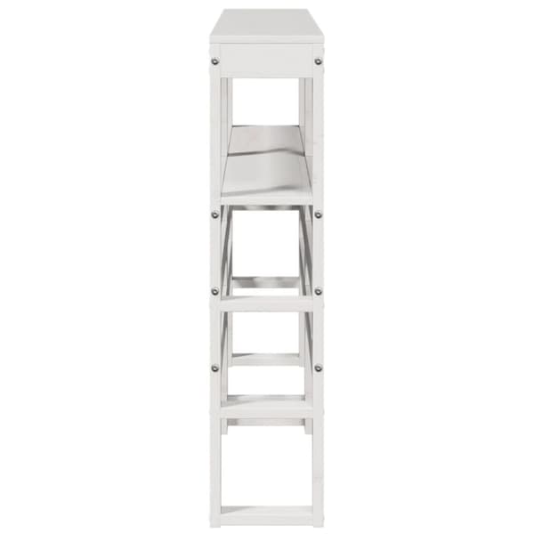 vidaXL Hodegavl med hyller hvit 140 cm heltre furu