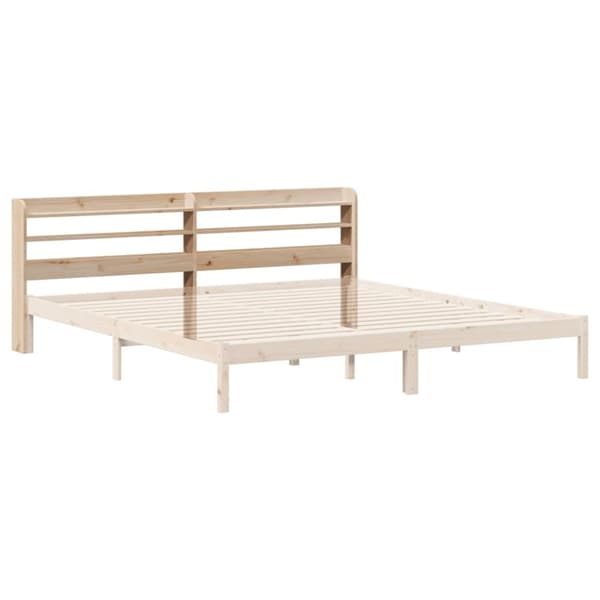 vidaXL Sängynpääty hyllyillä 180 cm täysi mänty