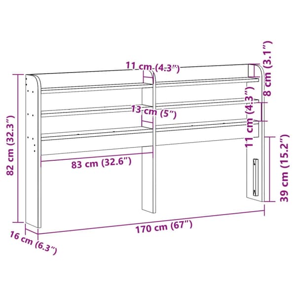 vidaXL Sängynpääty hyllyillä vahanruskea 160 cm täysi mänty