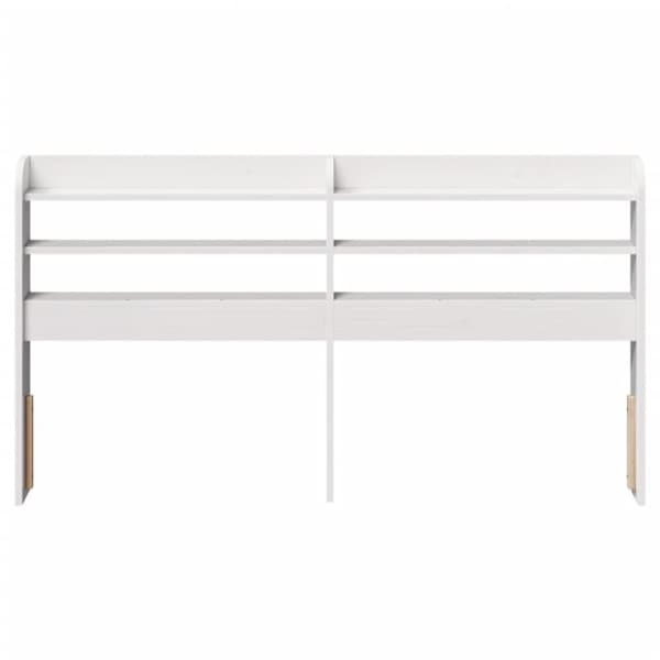 vidaXL Sängynpääty hyllyillä valkoinen 150 cm täysi mänty