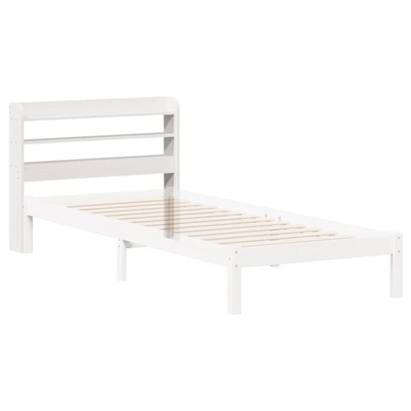 vidaXL sengegavl med hylder 100 cm massivt fyrretræ hvid