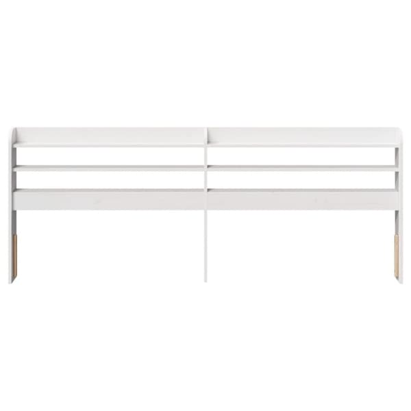 vidaXL Huvudgavel med hyllor vit 200 cm massiv furu