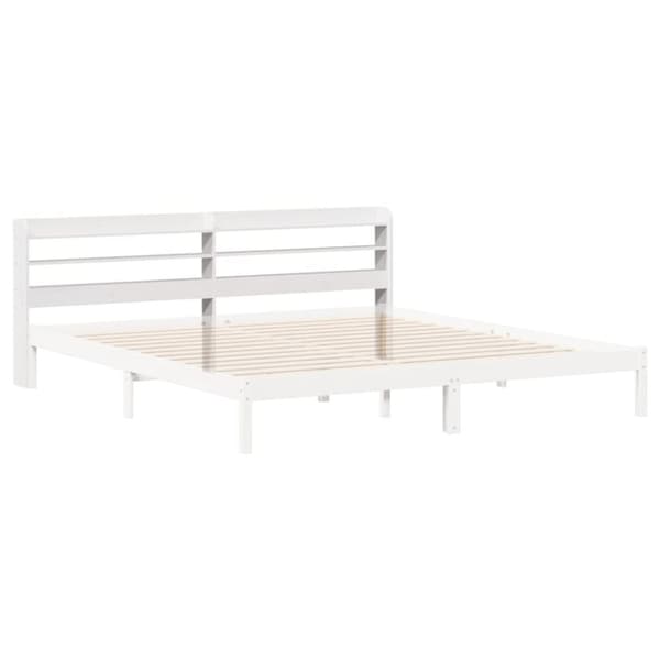 vidaXL Huvudgavel med hyllor vit 200 cm massiv furu