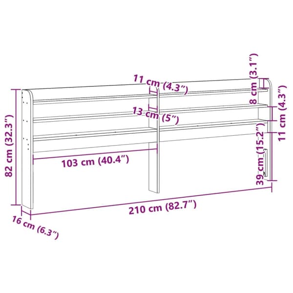 vidaXL Hodegavl med hylle 200 cm heltre furu