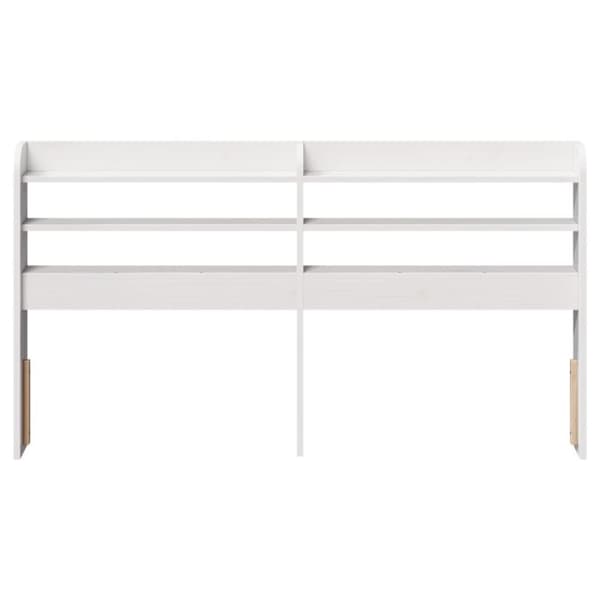 vidaXL Sängynpääty hyllyillä valkoinen 160 cm täysi mänty