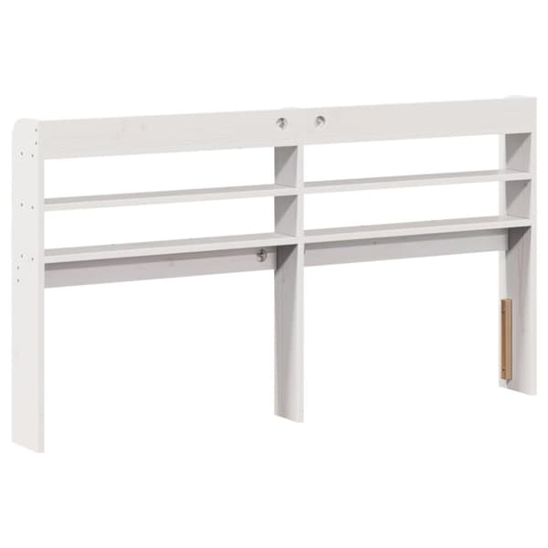 vidaXL Sängynpääty hyllyillä valkoinen 160 cm täysi mänty