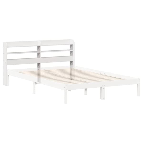 vidaXL Sängynpääty hyllyillä valkoinen 160 cm täysi mänty
