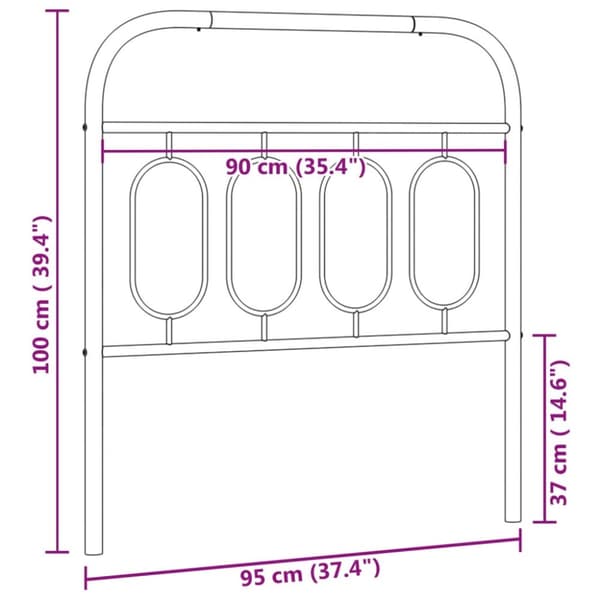 sengegavl 90 cm metal sort