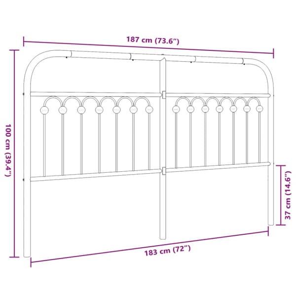 sengegavl 180 cm metal hvid