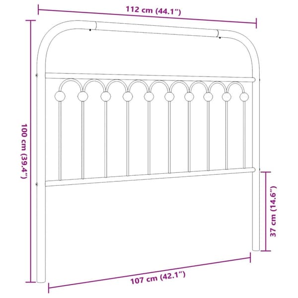 sengegavl 107 cm metal sort