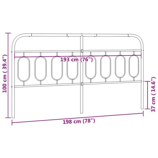 sengegavl 193 cm metal hvid