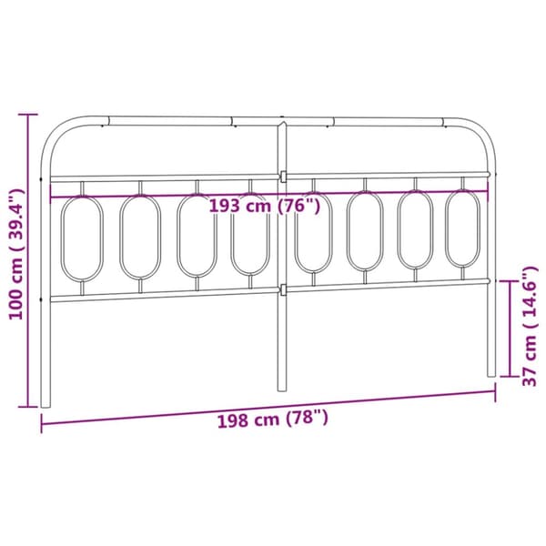 sengegavl 193 cm metal sort