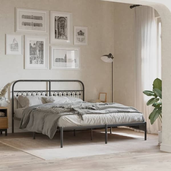 sengegavl 160 cm metal sort