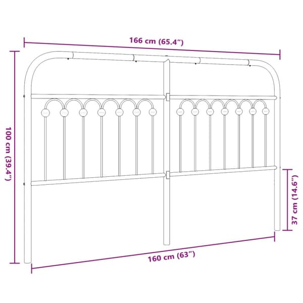 sengegavl 160 cm metal sort