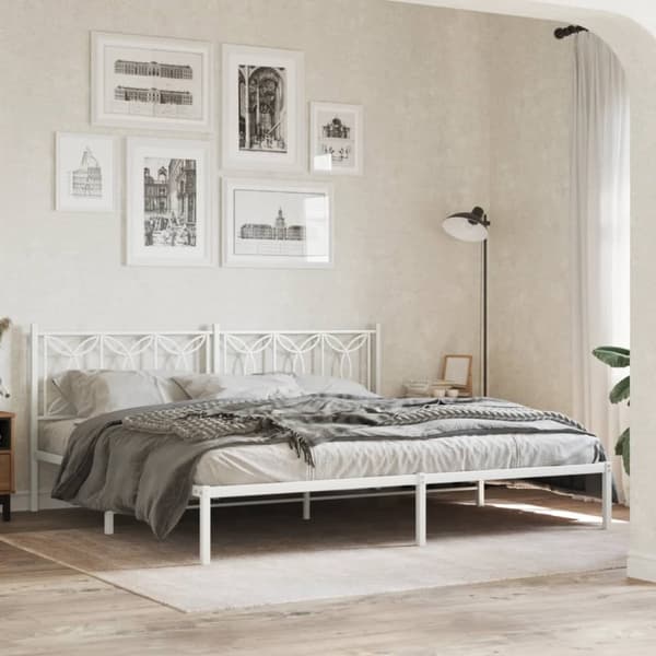 sengegavl 193 cm metal hvid