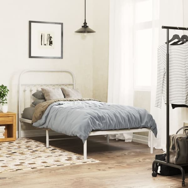 sengegavl 90 cm metal hvid