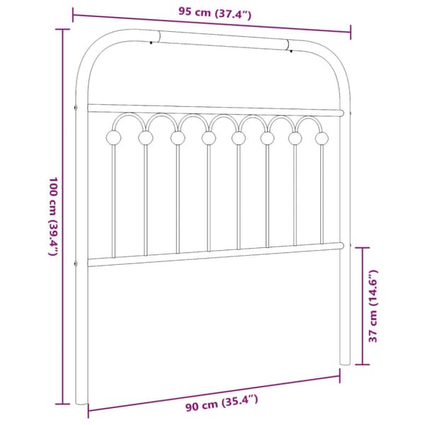 sengegavl 90 cm metal hvid
