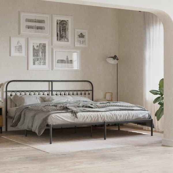 sengegavl 193 cm metal sort