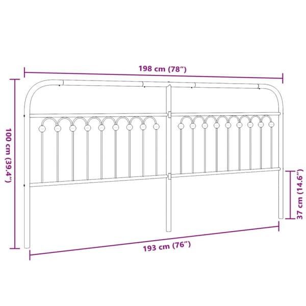 sengegavl 193 cm metal sort