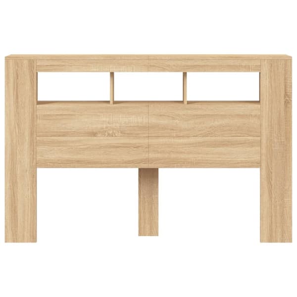 Sängynpääty LED-valoilla Sonoma-tammi 160x18,5x103,5 cm puu
