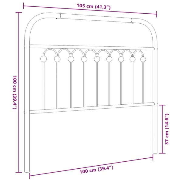 sengegavl 100 cm metal sort