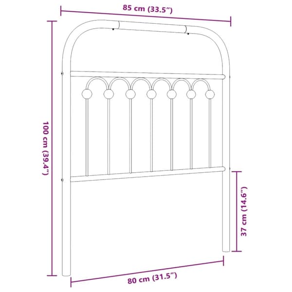 Metallinen sängynpääty valkoinen 80 cm