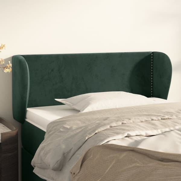 sengegavl med kanter 93x23x78/88 cm fløjl mørkegrøn