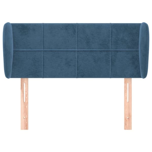 sengegavl med kanter 93x23x78/88 cm fløjl mørkeblå