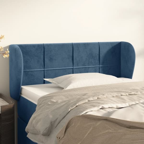 sengegavl med kanter 93x23x78/88 cm fløjl mørkeblå
