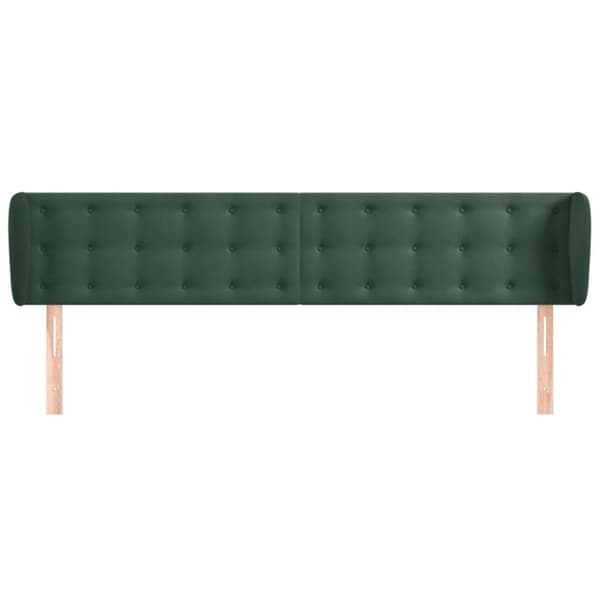 sengegavl med kanter 163x23x78/88 cm fløjl mørkegrøn