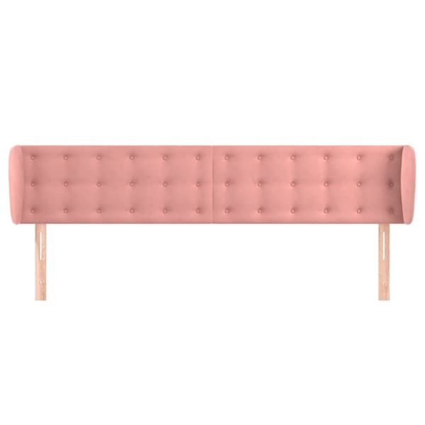 sengegavl med kanter 203x23x78/88 cm fløjl lyserød