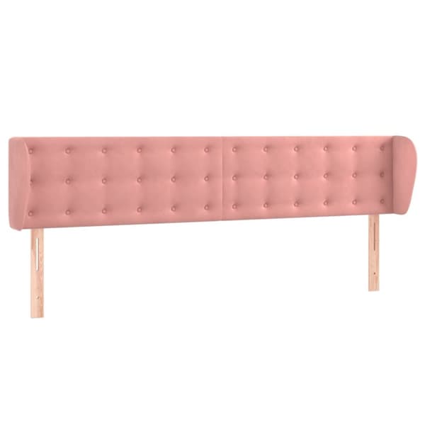 sengegavl med kanter 203x23x78/88 cm fløjl lyserød