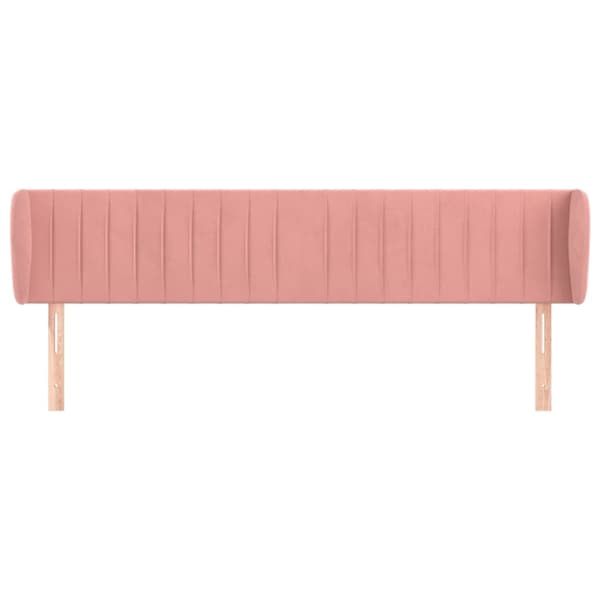 sengegavl med kanter 163x23x78/88 cm fløjl lyserød
