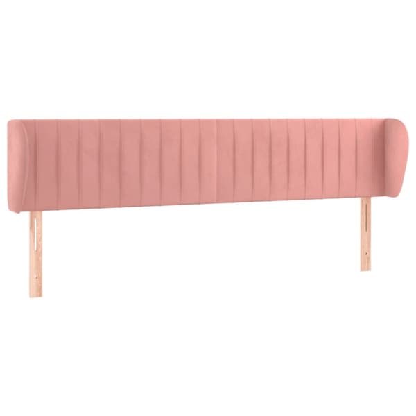 sengegavl med kanter 163x23x78/88 cm fløjl lyserød