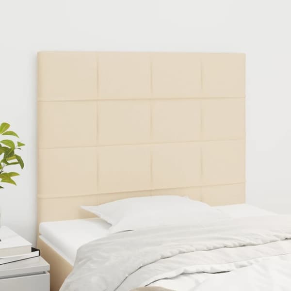 sengegavle 2 stk. 100x5x78/88 cm stof cremefarvet