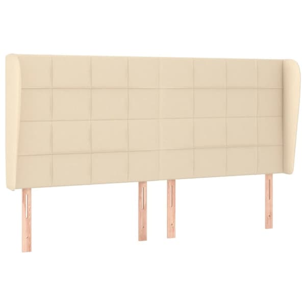 sengegavl med kanter 203x23x118/128 cm stof cremefarvet
