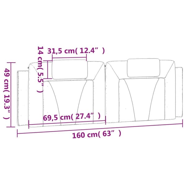 gavlpude 160 cm kunstlæder sort