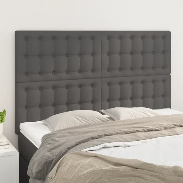 sengegavle 4 stk. 72x5x78/88 cm kunstlæder grå