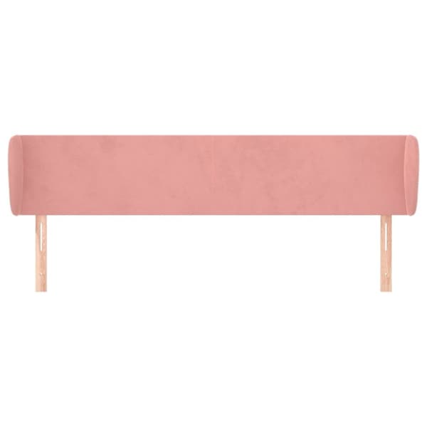 sengegavl med kanter 183x23x78/88 cm fløjl lyserød