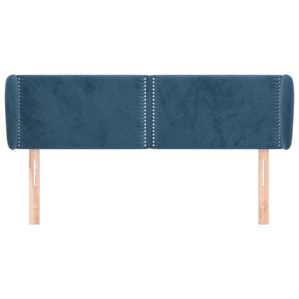 sengegavl med kanter 147x23x78/88 cm fløjl mørkeblå