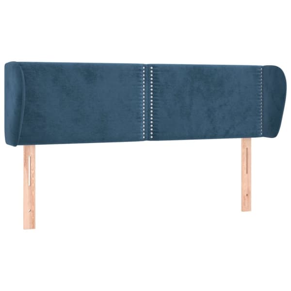 sengegavl med kanter 147x23x78/88 cm fløjl mørkeblå