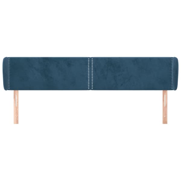 Sänggavel med kanter mörkblå 183x23x78/88 cm sammet