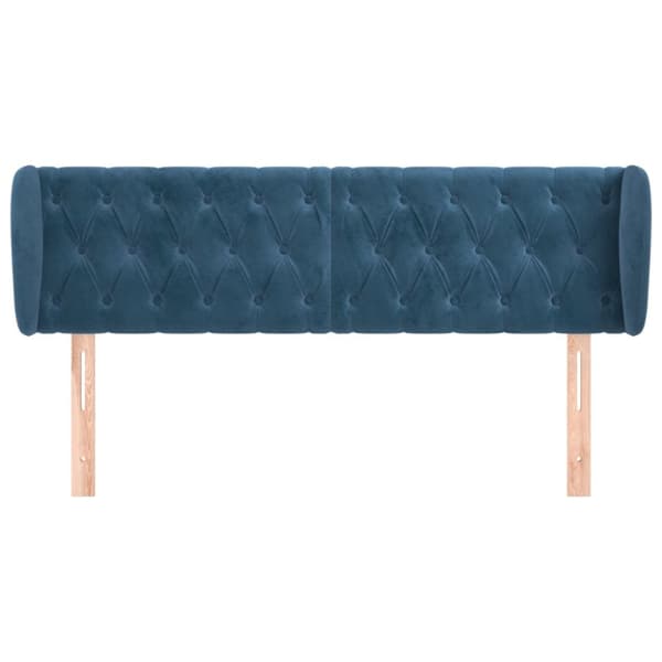 sengegavl med kanter 147x23x78/88 cm fløjl mørkeblå
