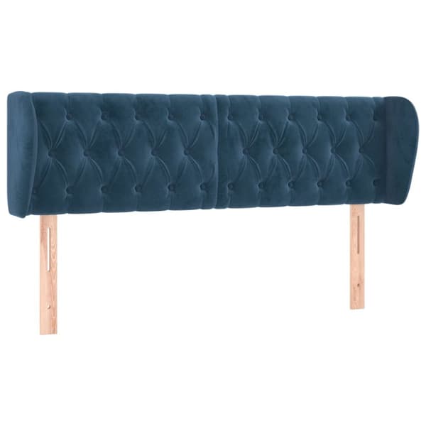 sengegavl med kanter 147x23x78/88 cm fløjl mørkeblå