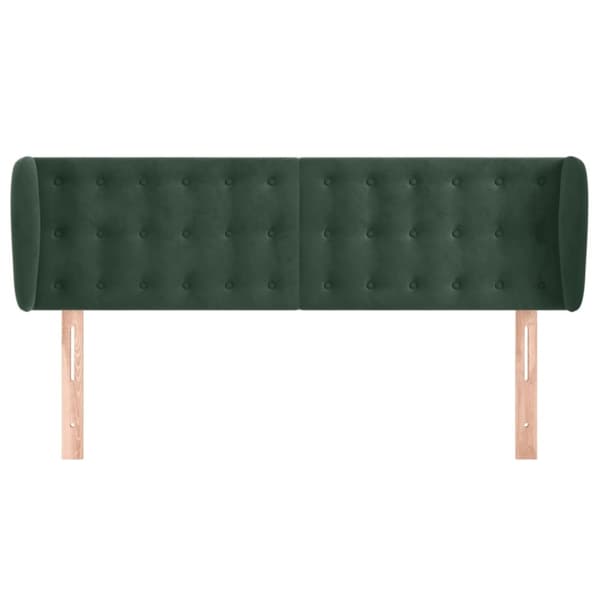 Sänggavel med kanter mörkgrön 147x23x78/88 cm sammet