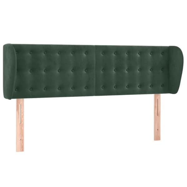 Sänggavel med kanter mörkgrön 147x23x78/88 cm sammet