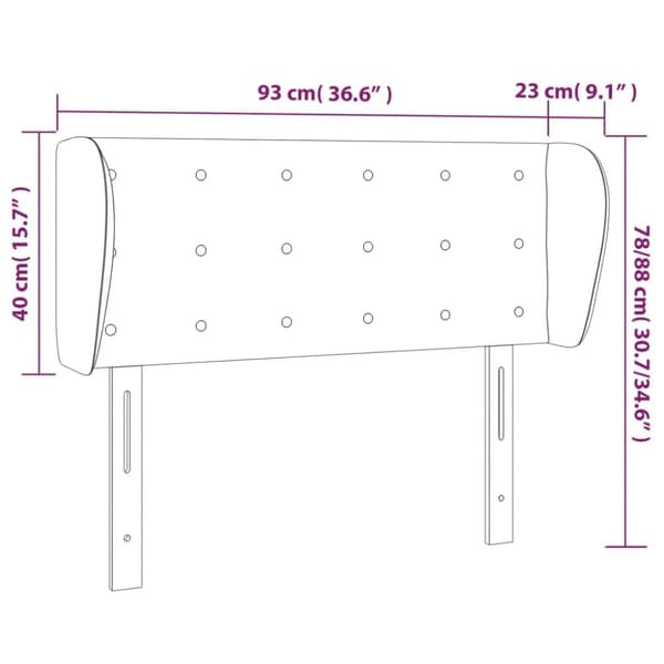 sengegavl med kanter 93x23x78/88 cm fløjl mørkegrøn