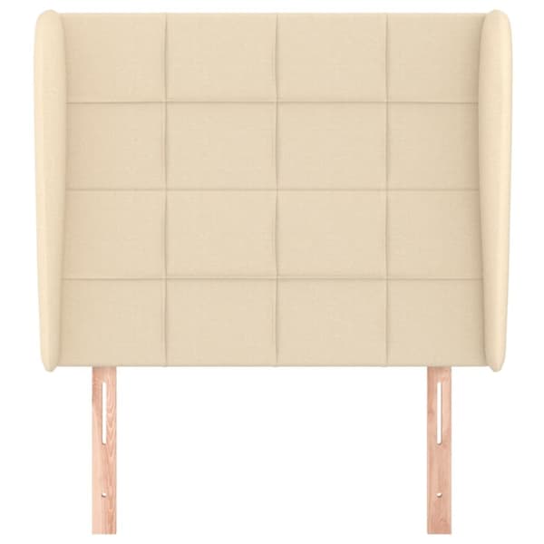 sengegavl med kanter 103x23x118/128 cm stof cremefarvet