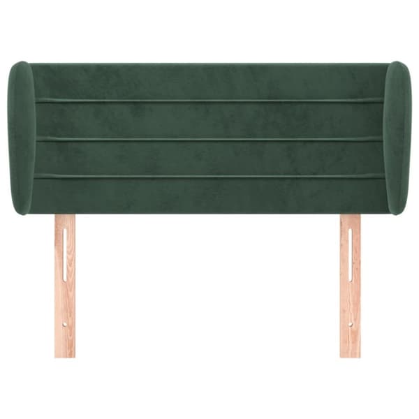 sengegavl med kanter 103x23x78/88 cm fløjl mørkegrøn